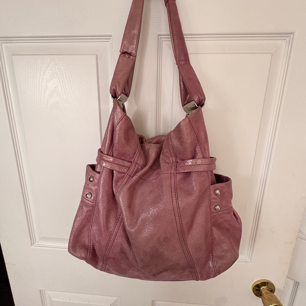 b. makowsky Pink Leather Hobo Bag